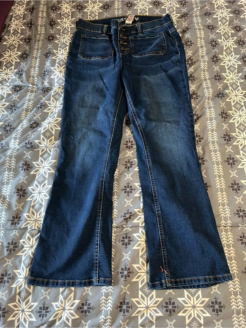 Justice Dark Blue Flare Jeans with Front Pockets